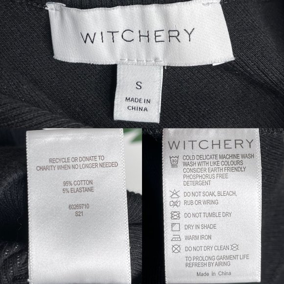 SOLD Witchery Black Asymmetric Rib Tank Top Size S Sleeveless Cotton Blend - Picture 10 of 11